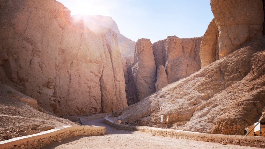 Rocky canyon landscape in the Valley of the Kings