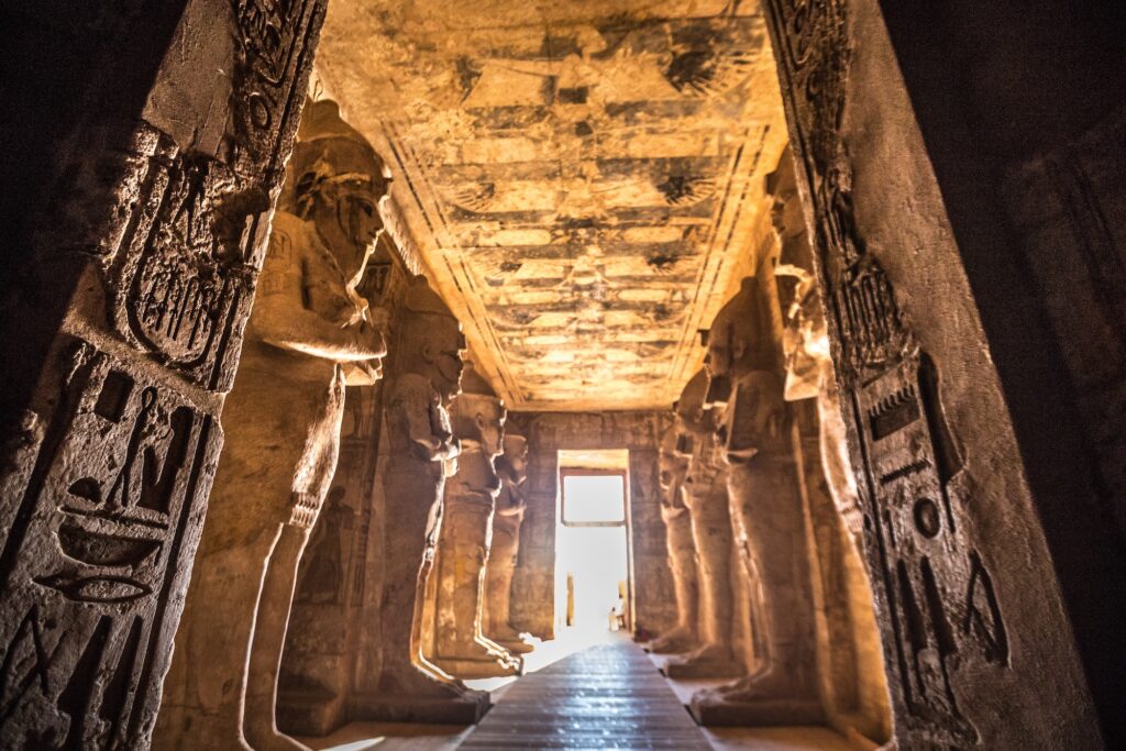 Very nice inside view of Abu Simbel temple near Aswan Egypt