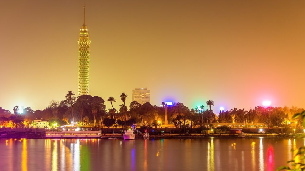 Cairo tower seen from the Nile River