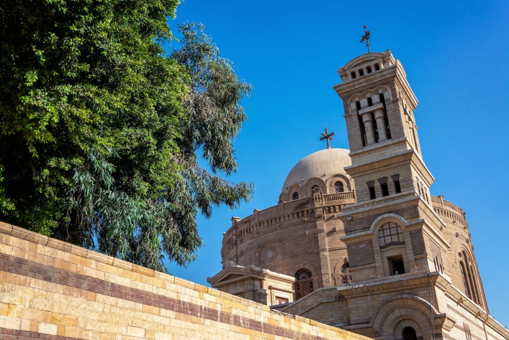 View of the exterior of the historic St. George Church in Cairo