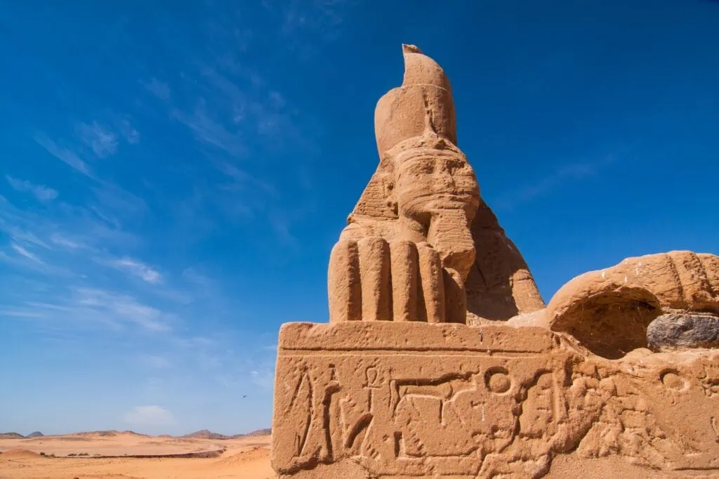 Ancient sphinx near the temple of Wadi El Seboua