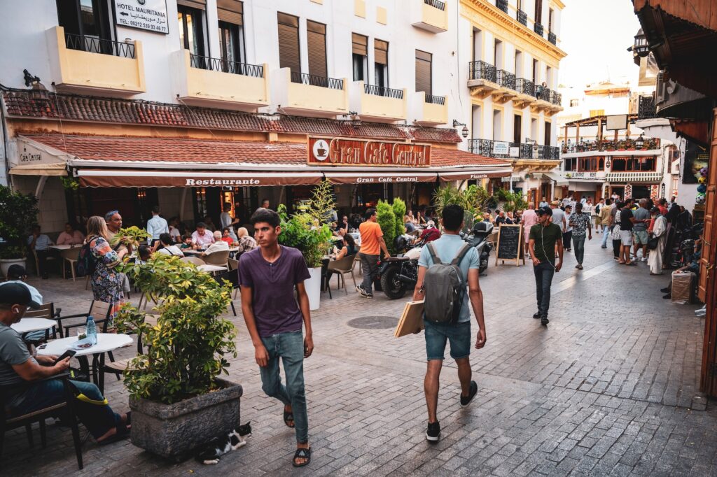 petit socco square. Beautiful coffee bar and square inside the Medina