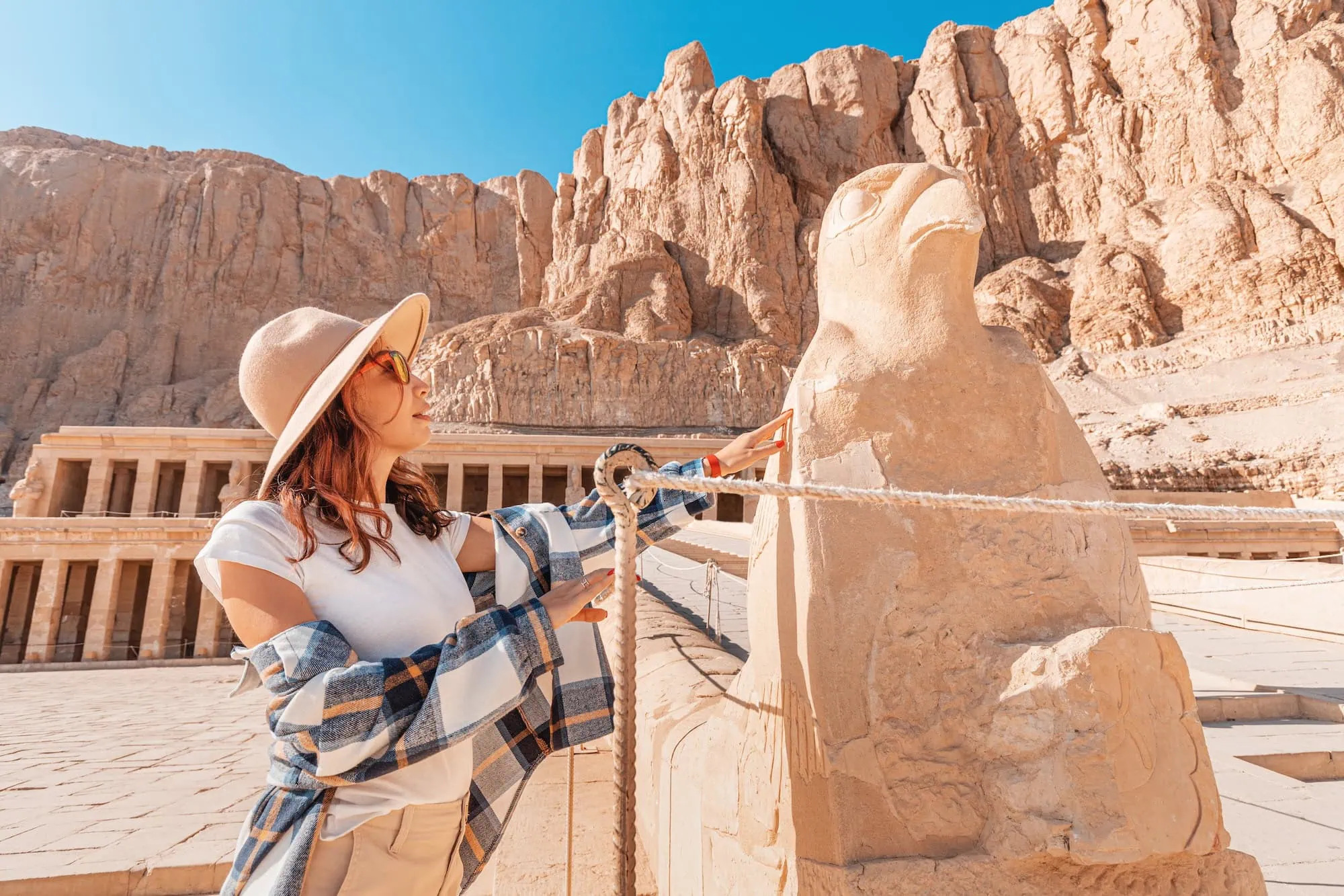 Visitor exploring Hatshepsut Temple, Luxor - Egypt Easter Tours