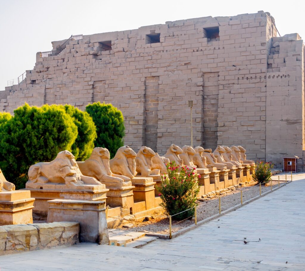 Ram-headed sphinxes in front of the Temple of Karnak