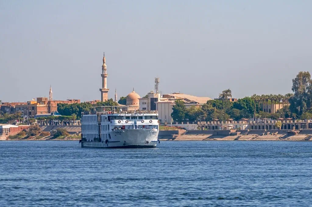 Cruise ship on the Nile near Aswan city