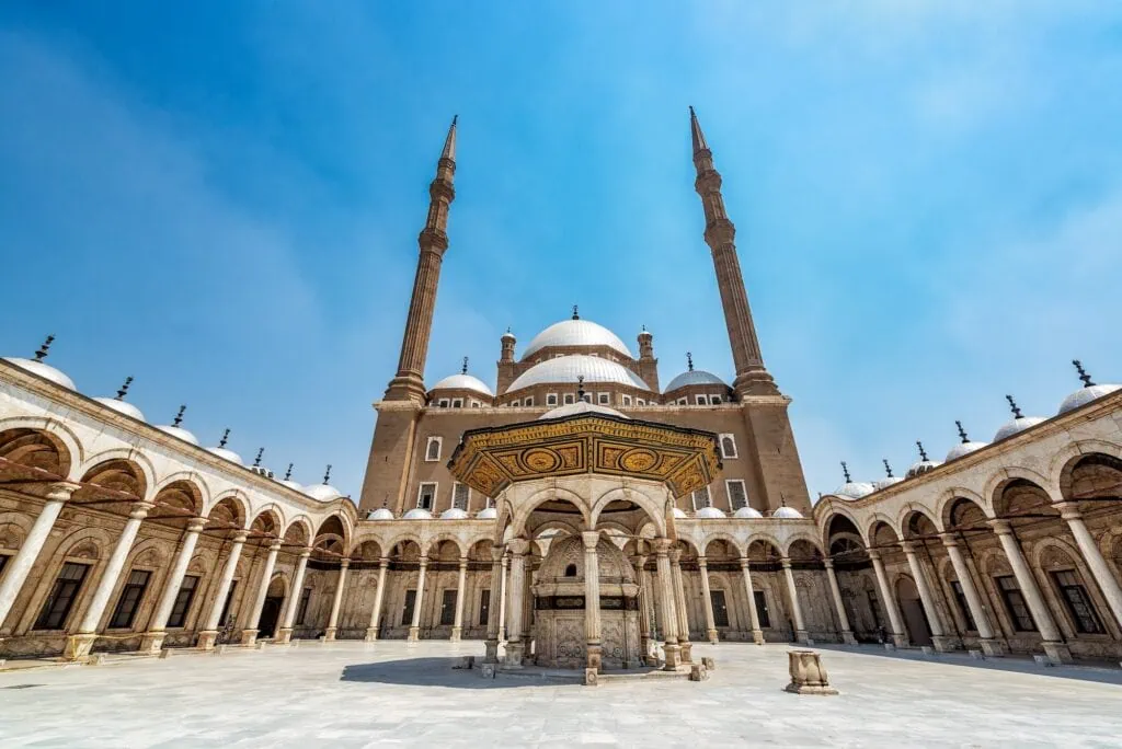 Courtyard and fountain of Muhammad Ali Mosque in Cairo, Egypt