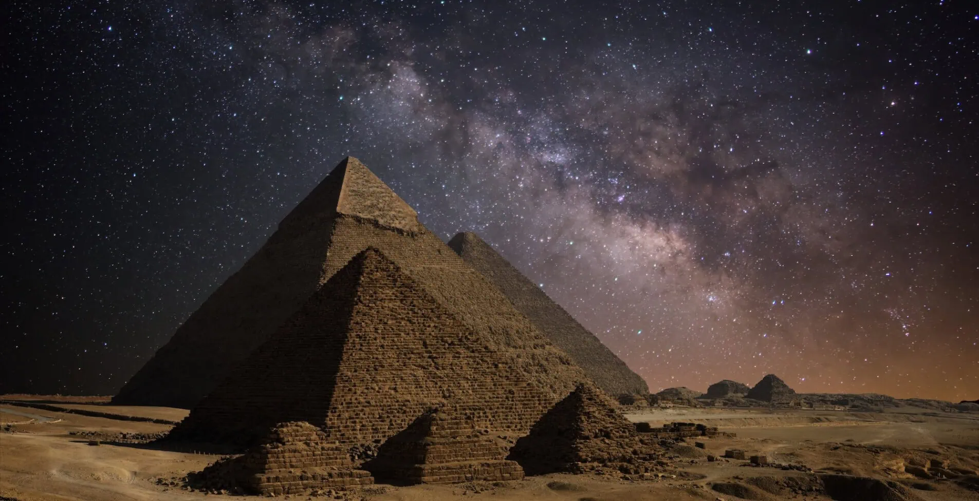 Egypt Great Pyramids of Giza Night Milky Way Galaxy 1905x976 crop 50 100