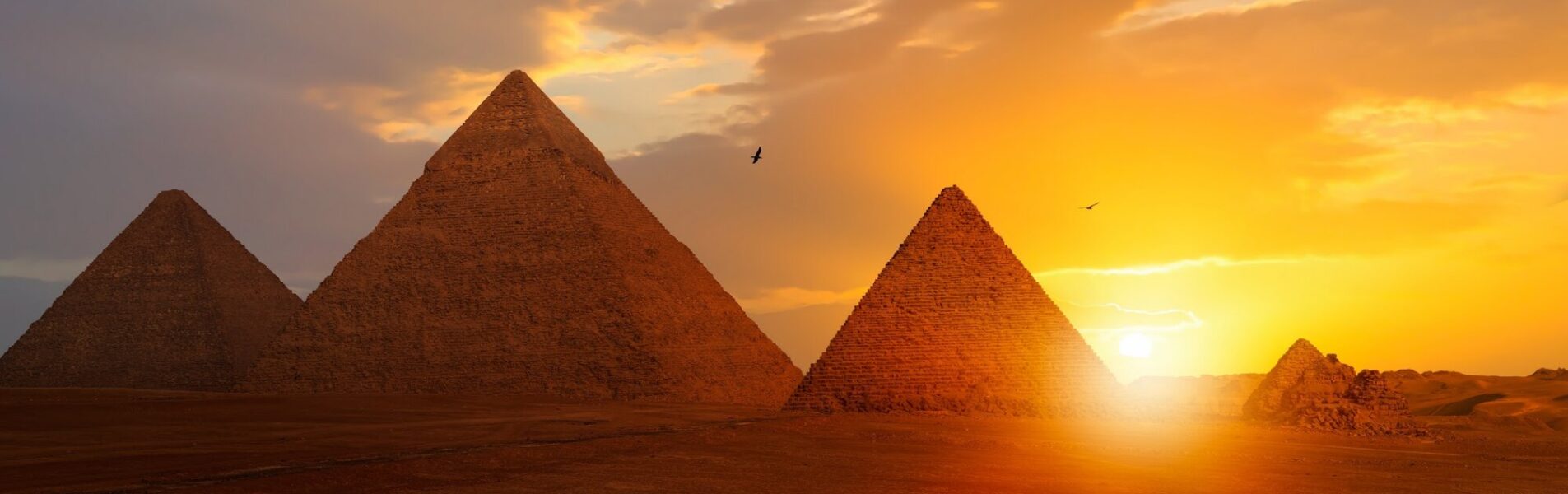 Giza Pyramid Complex at amazing sunset