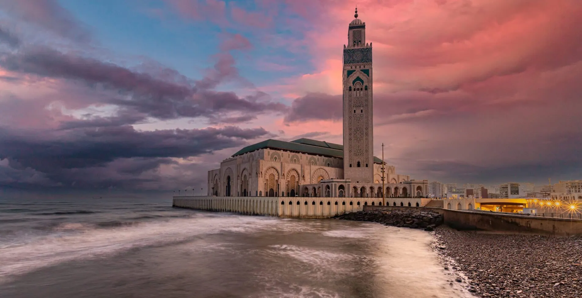 Hassan II Mosque at sunrise with its magnificent view 1905x976 crop 51 50