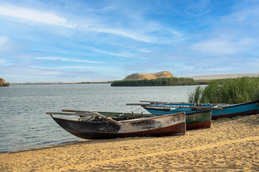 Scenic view of Magic Lake in the Fayoum Desert