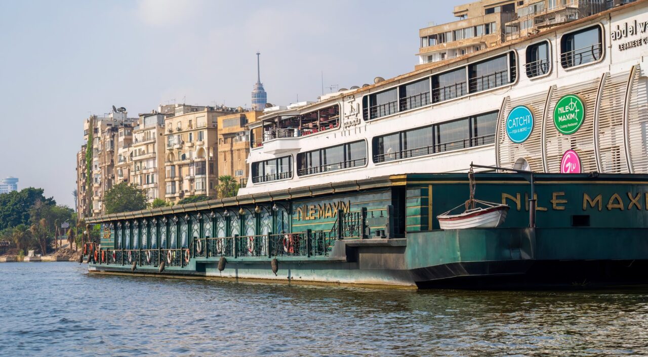 Nile Maxim floating restaurant Cairo Egypt Nile River boat dining cruise ship