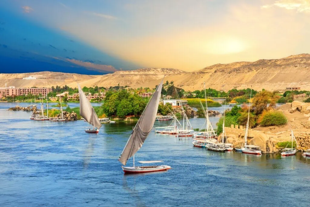 Magnificent scenery on the Nile River, Aswan