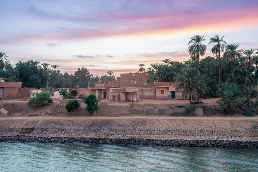 The riverbank of the Nile, showcasing authentic Egyptian life