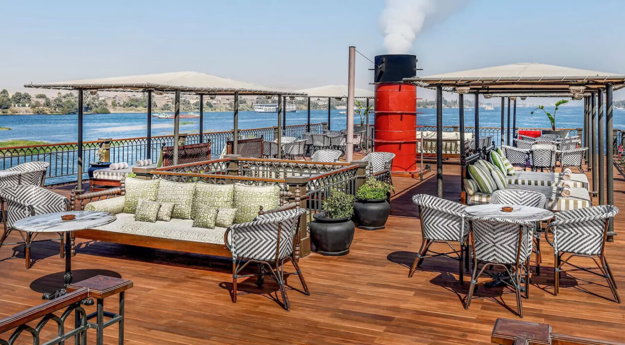 Relaxation deck on Mövenpick SS Misr with comfortable seating