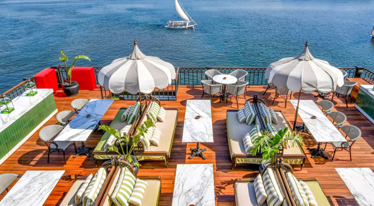 Relaxation deck on Mövenpick SS Misr with comfortable seating