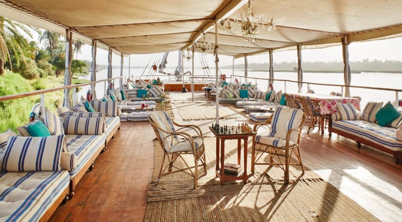 Sun deck on Nour El Nil Dahabiya