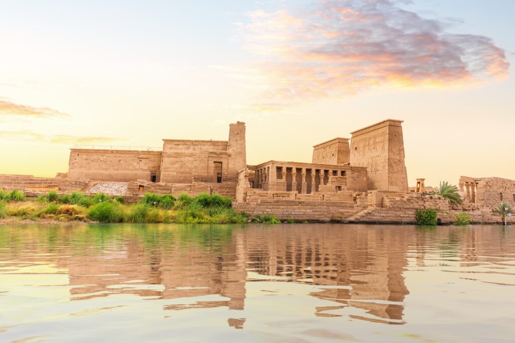 Panoramic view of the Philae Temple on Agilika Island, Aswan