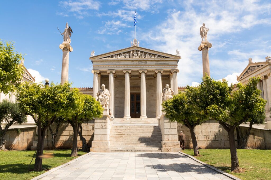 Neoclassical facade of the Academy of Athens