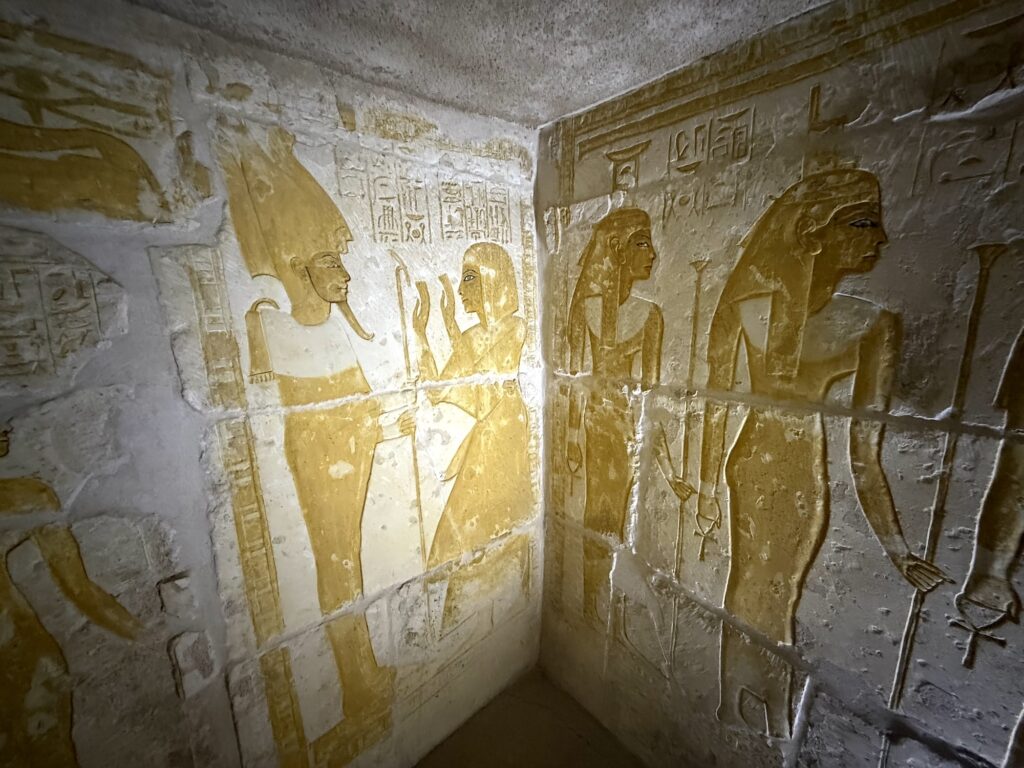 Ancient painted carvings in Maya’s tomb, Saqqara