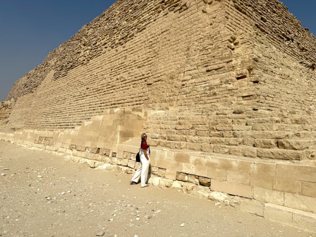 Tourist exploring the base of the Step Pyramid