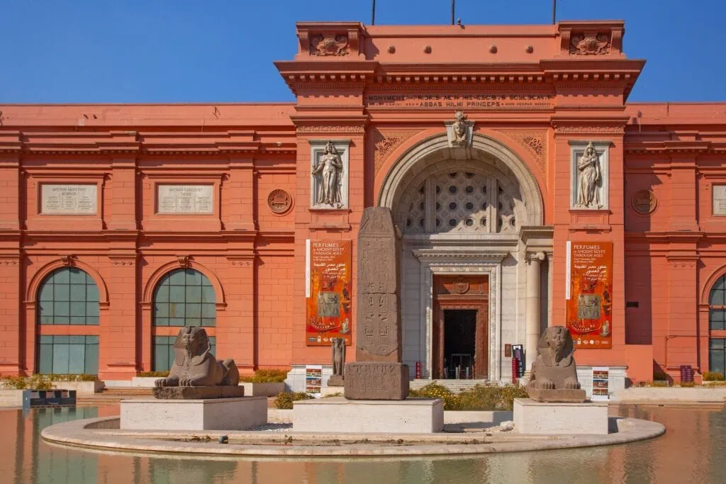 Exterior of the Museum of Egyptian Antiquities commonly known as the Egyptian Museum in Cairo