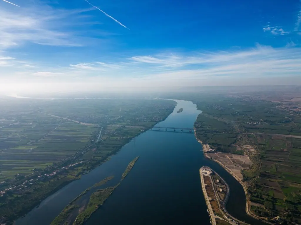 Nile River Drone Shot in Upper Egypt Qen