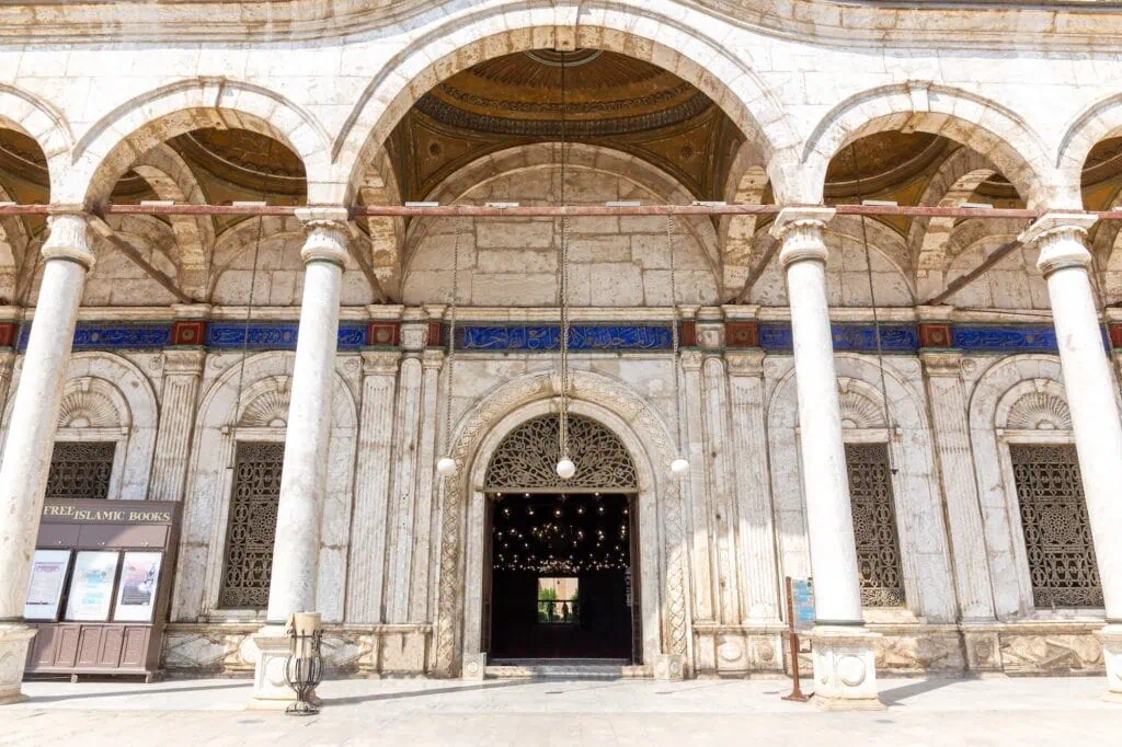 Richly decorated entrance to the prayer hall at the Muhammad Ali Mosque, Cairo
