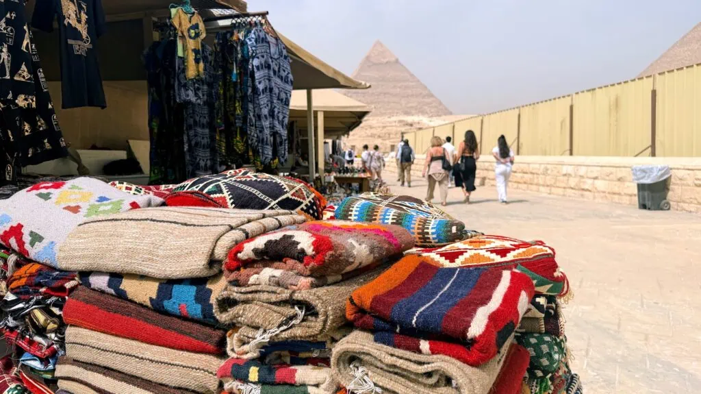 Souvenir stalls near the Giza Pyramids, Giza
