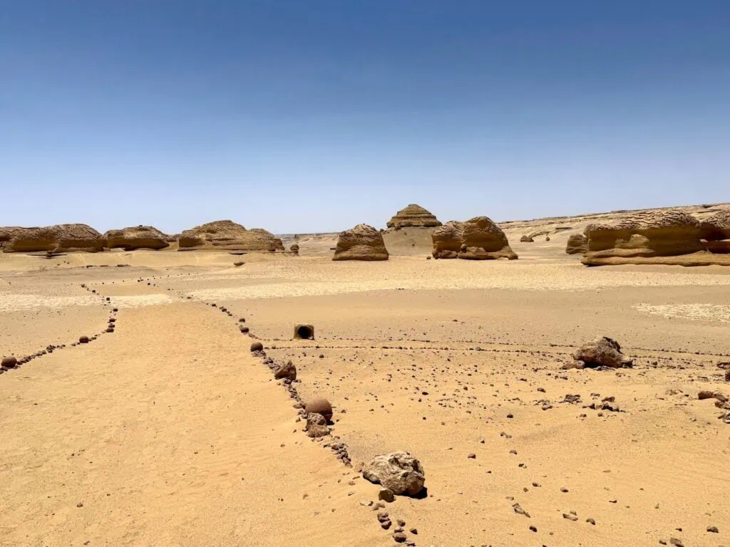 Marked walking trail leading to fossil remains in Wadi El Hitan