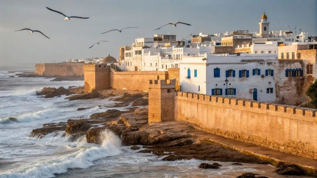 The walled medina of Essaouira on Morocco's Atlantic coast, the 18th-century Portuguese-influenced port town and UNESCO World Heritage site.