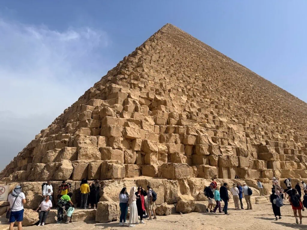 The Great Pyramid of Khufu (Cheops) on the Giza Plateau outside Cairo, Egypt — limestone-faced 4th-dynasty pyramid built around 2,560 BC, originally 146.6 metres tall and the only surviving Wonder of the Ancient World - Egypt and Dubai Tours